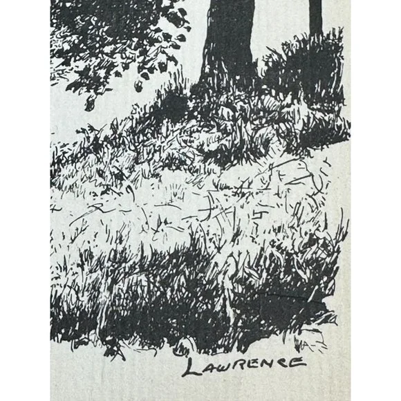 Louise Lawrence Poem The Old Covered Bridge Sketch Drawing Unframed Vintage - Picture 4 of 6